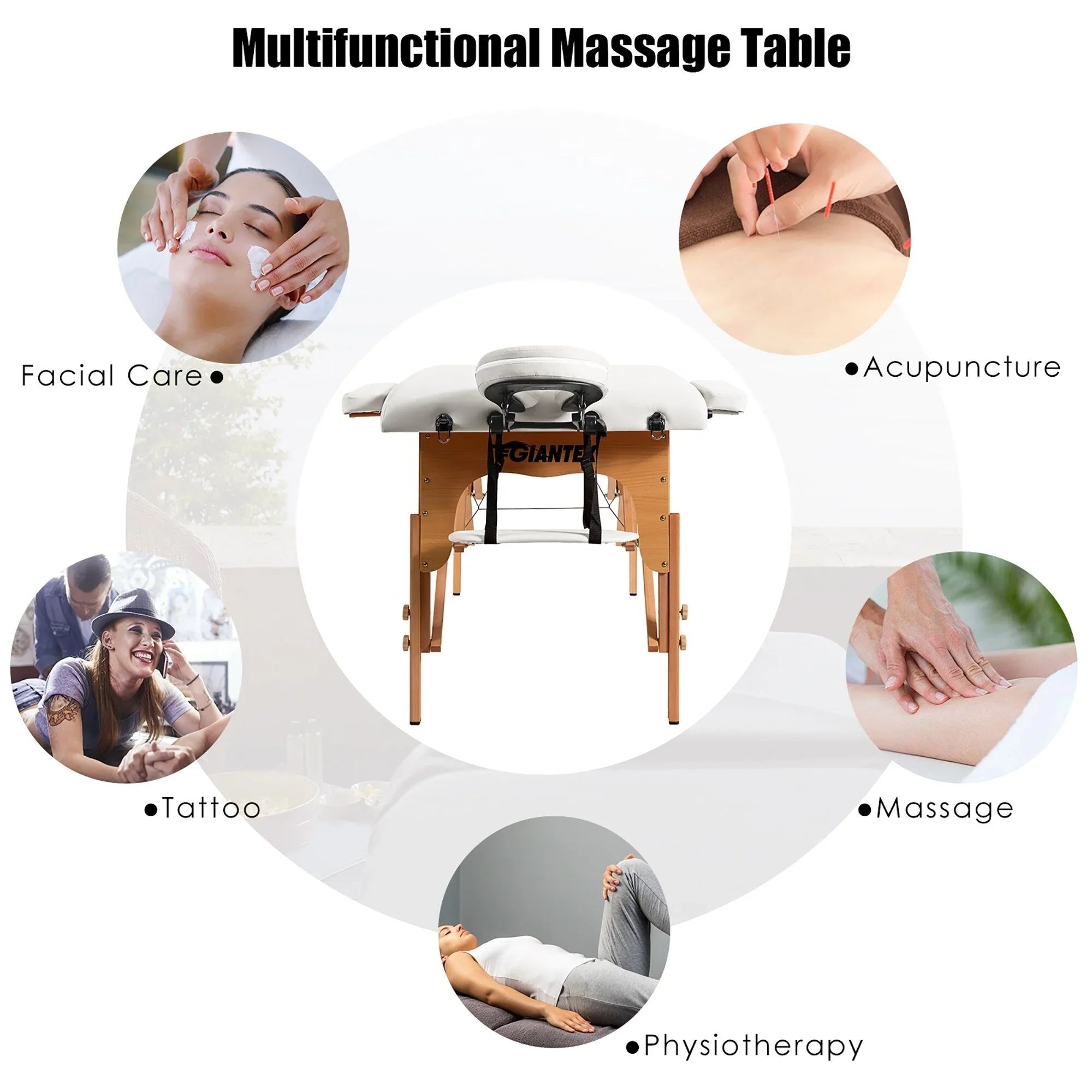 Table de Massage Portable 84L Réglable pour Soins du Visage, Tatouage, avec Housse de Transport