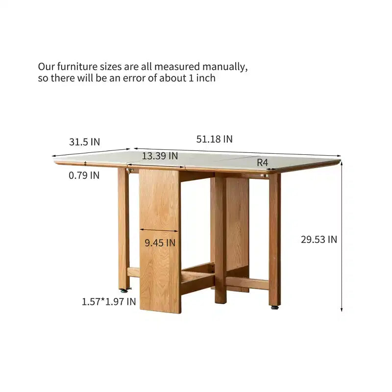 GDFStudio Agatha Table Pliante Moderne en Bois Massif pour 4 à 6 Personnes avec Plateau en Dalle de Pierre