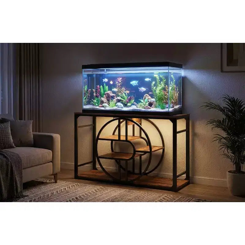 Meuble de support d'aquarium en métal de 200 à 280 litres, support de réservoir de poissons robuste avec armoire de rangement, support de réservoir de poissons à plusieurs niveaux avec pieds épaissis, adapté