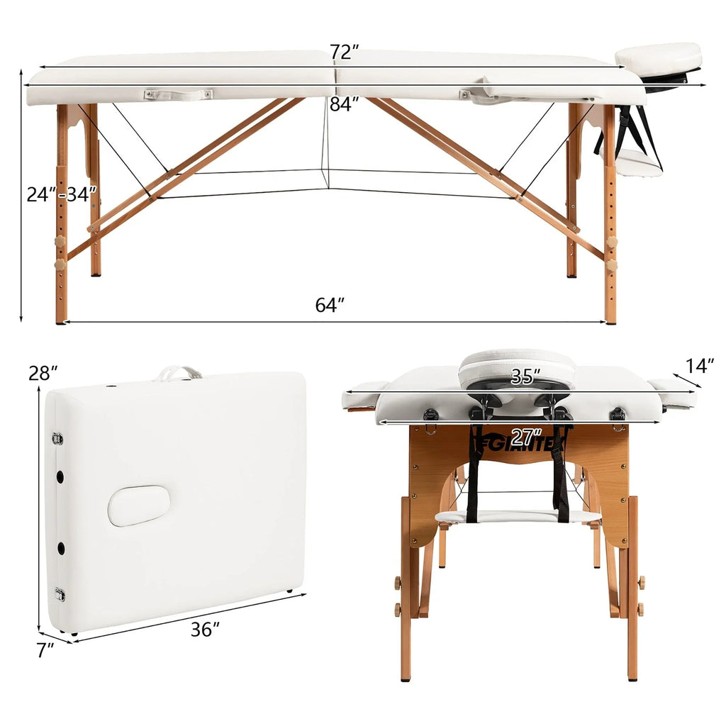 Table de Massage Portable 84L Réglable pour Soins du Visage, Tatouage, avec Housse de Transport