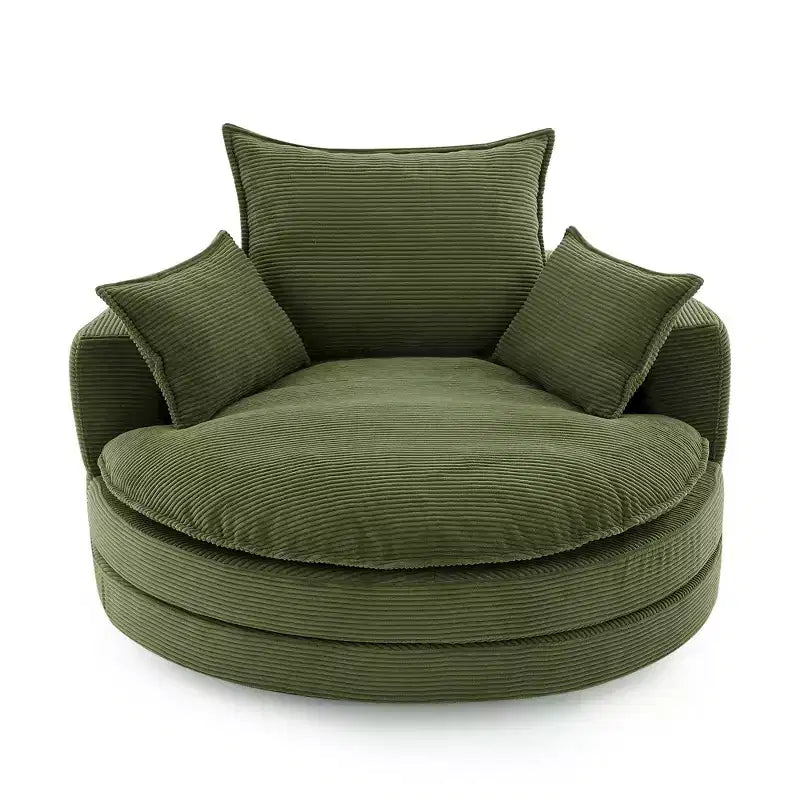Fauteuil d'appoint pivotant à 360°, Fauteuil pivotant rond en forme de baril avec coussin pour salon