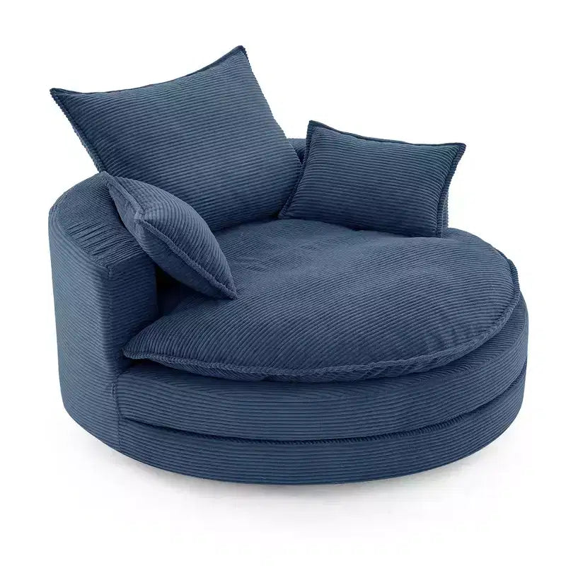 Fauteuil d'appoint pivotant à 360°, Fauteuil pivotant rond en forme de baril avec coussin pour salon
