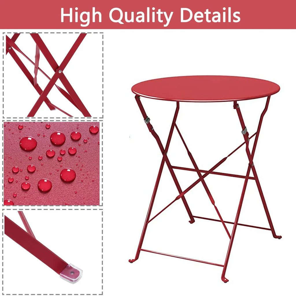 Ensemble bistrot pliant en métal 3 pièces, salon de conversation intérieur/extérieur résistant aux intempéries pour patio, cour, jardin