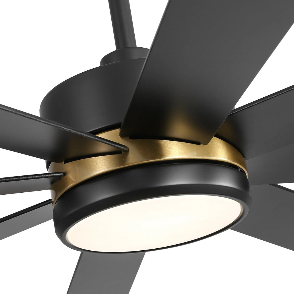 Ventilateur de plafond de 65 pouces à 8 pales noires avec lumière LED et télécommande
