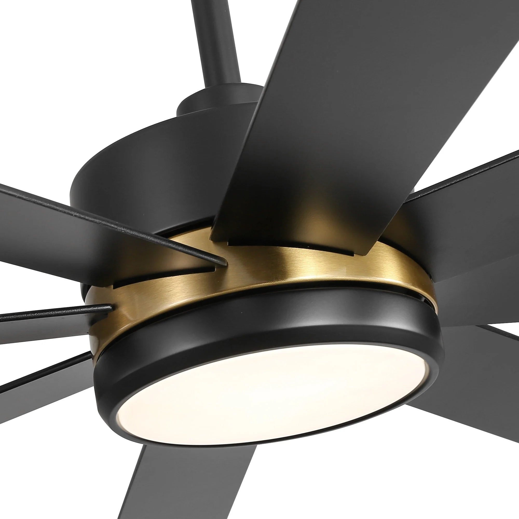 Ventilateur de plafond de 65 pouces à 8 pales noires avec lumière LED et télécommande