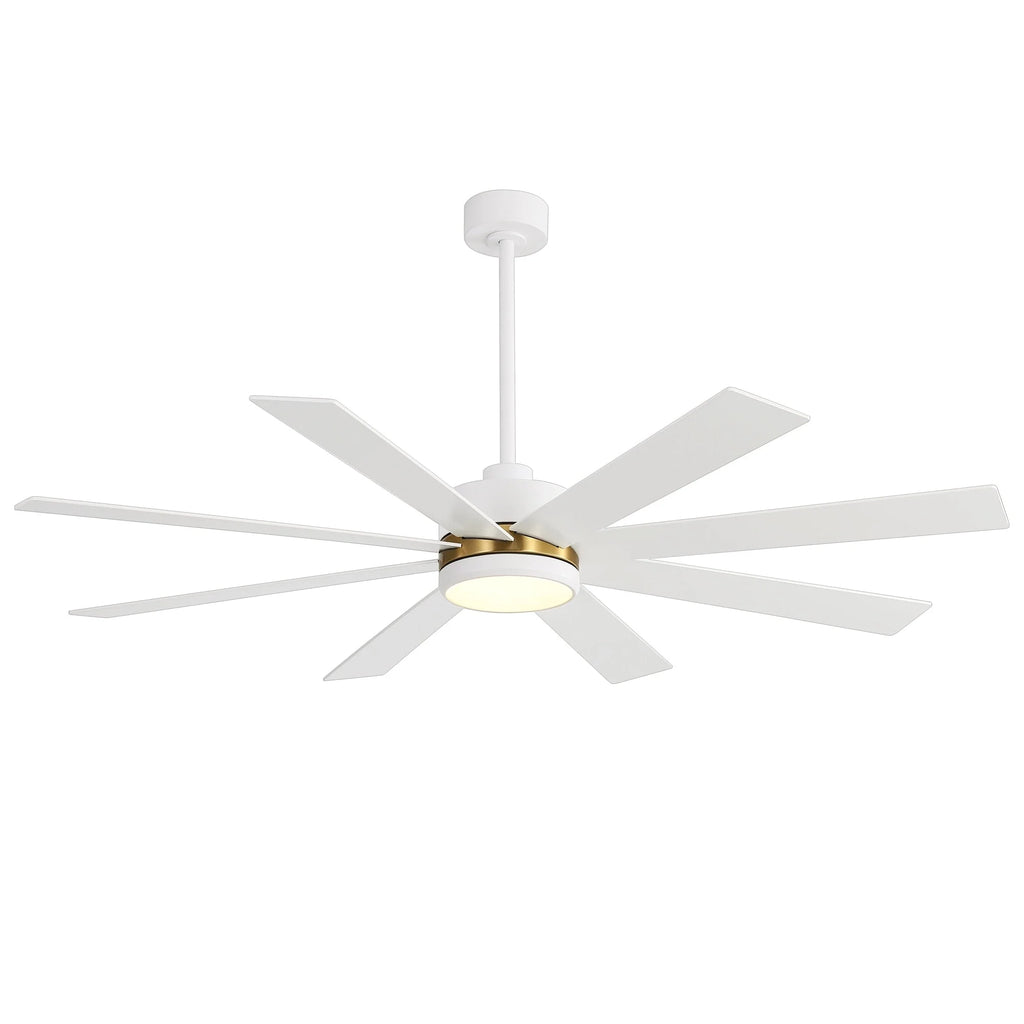 Ventilateur de plafond de 65 pouces à 8 pales noires avec lumière LED et télécommande