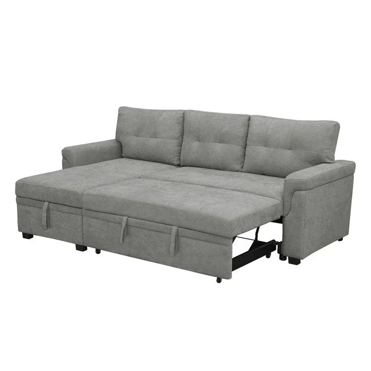 Canapé d'angle réversible convertible avec lit gigogne, méridienne de rangement et pieds durables