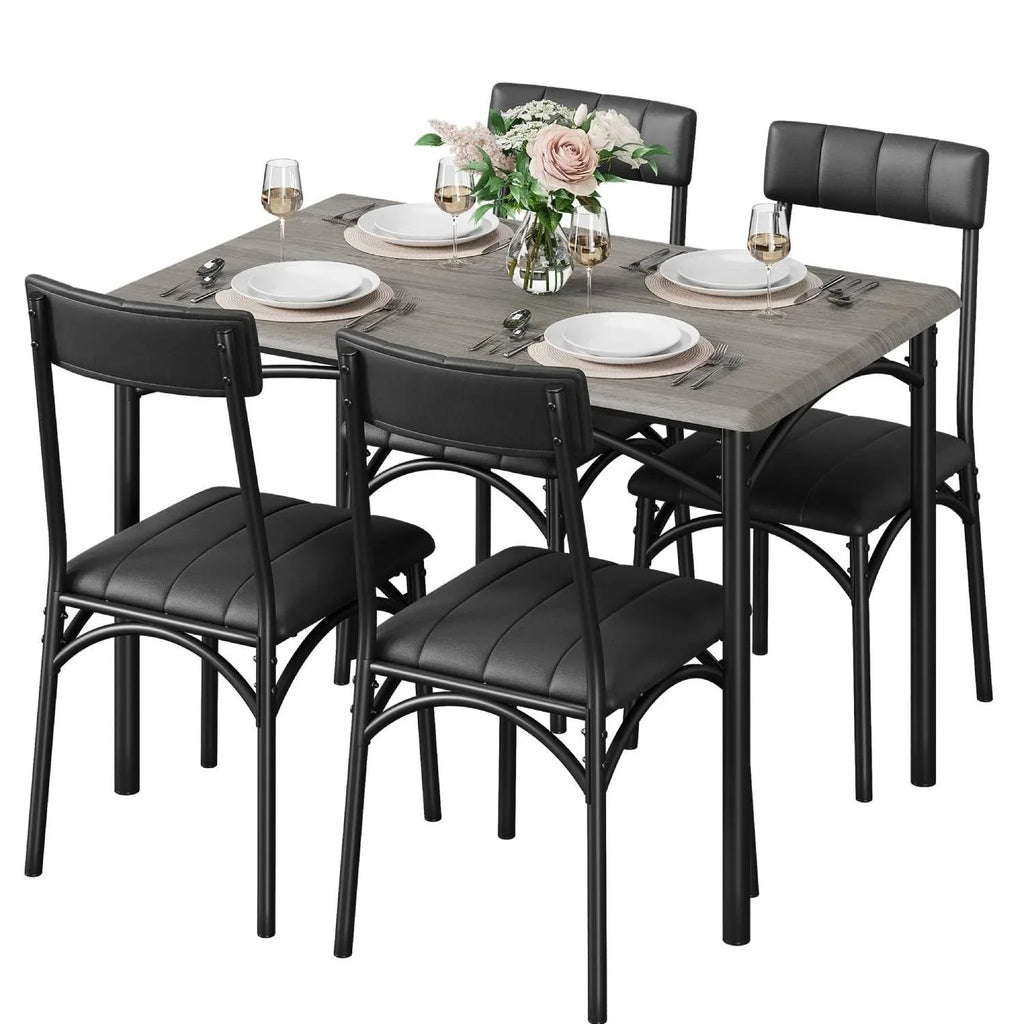 Ensemble table de salle à manger rectangulaire pour 4 avec chaises rembourrées