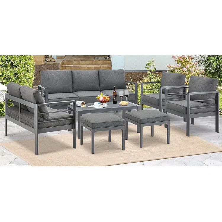 AECOJOY Ensemble de 7 Meubles de Jardin en Aluminium pour Extérieur