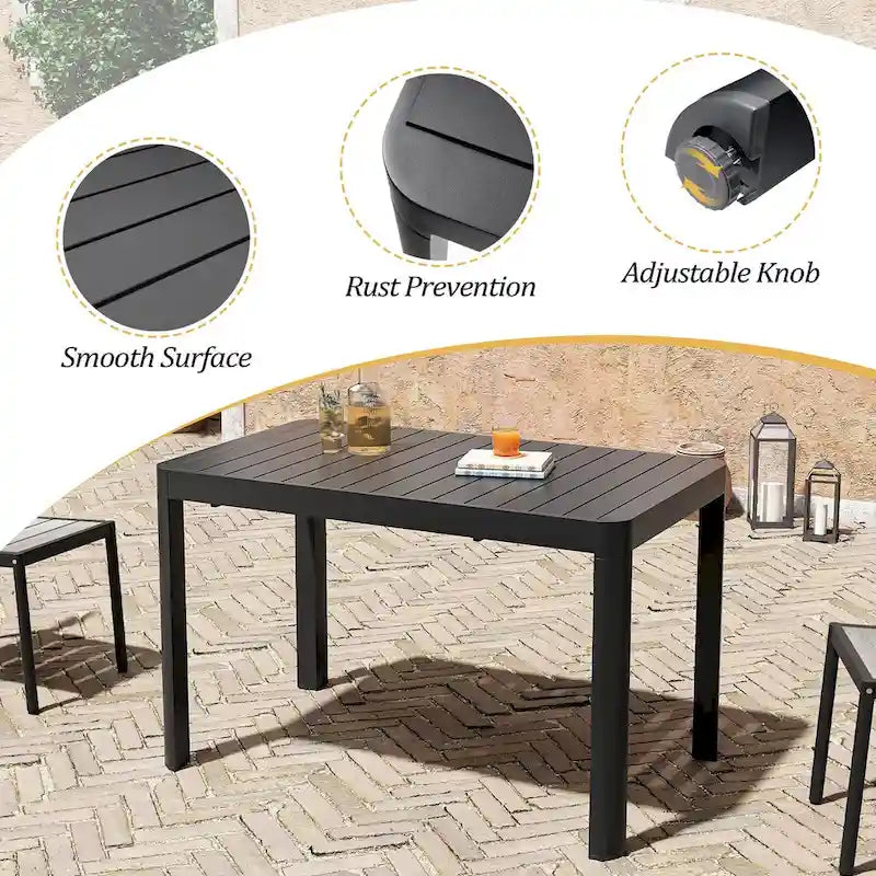 Ensemble de salle à manger extérieur 5/7 pièces en aluminium avec chaises empilables et table extensible