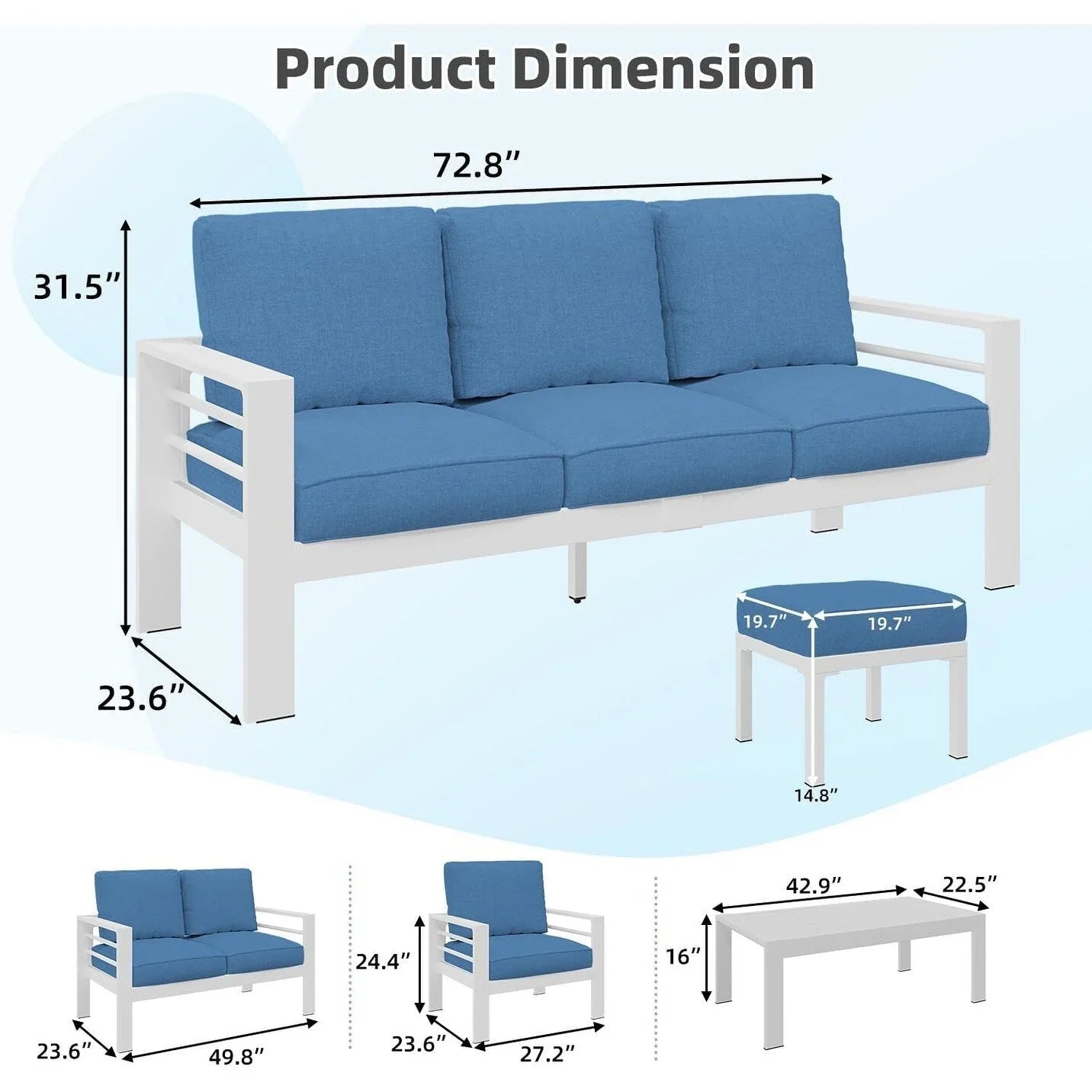 AECOJOY Ensemble de 7 Meubles de Jardin en Aluminium pour Extérieur