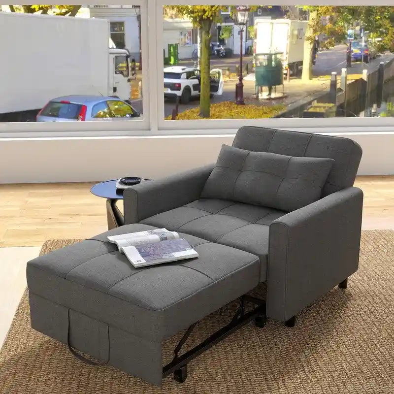 Canapé-lit convertible 3 en 1, chaise longue rembourrée réglable et pliable