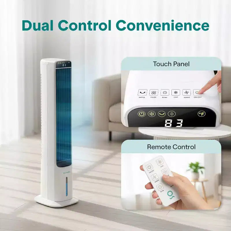 Refroidisseur d'air évaporatif portable SereneLife – Réservoir d'eau amovible de 5 L – Blanc