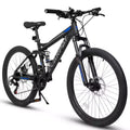 Vélo de montagne Okak 27,5 pouces avec double amortisseur avant et arrière, VTT 21 vitesses avec frein à disque mécanique, vélo adulte pour hommes et femmes