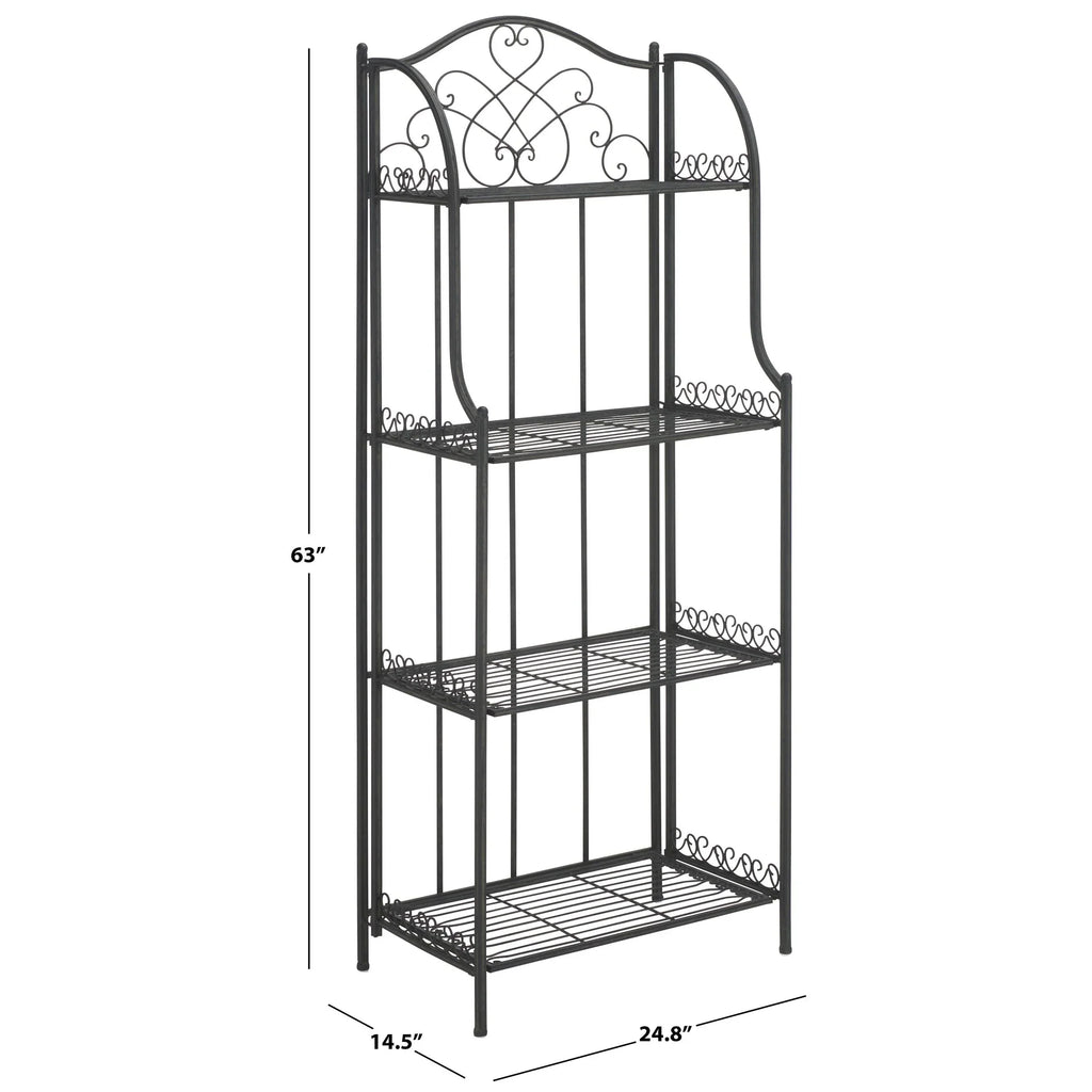 SAFAVIEH Bryn Étagère de boulanger d'extérieur victorienne en fer forgé à 4 niveaux - 63,5 cm l x 38,1 cm P x 160 cm H - 25L x 15P x 63H