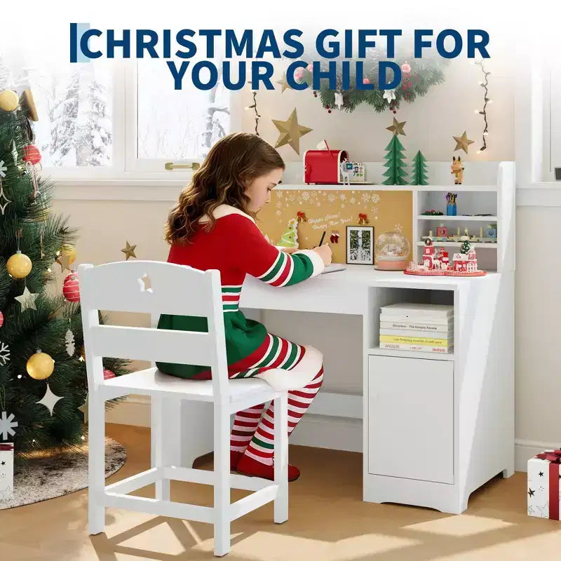 Bureau et chaise d'étude pour enfants avec rangement, bureau d'étude pour enfants avec étagère supérieure et inclinable, pour les 3-8 ans, table d'écriture pour chambre d'enfant
