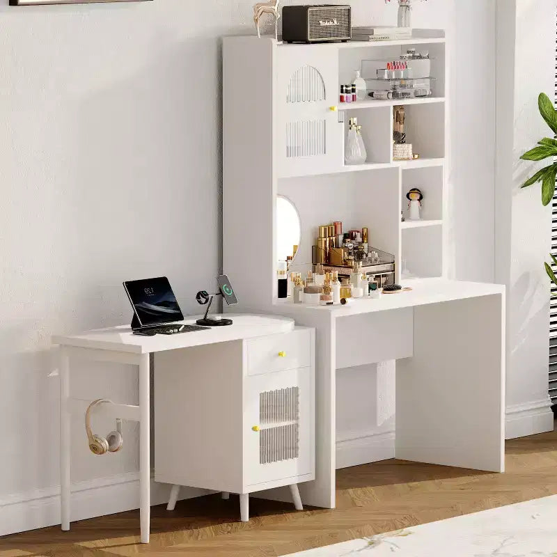 Bureau d'ordinateur en bois moderne Okak pour la maison avec plateau/chaise et étagère, bureau d'écriture de rangement pour adolescents et étudiants pour l'étude, le bureau