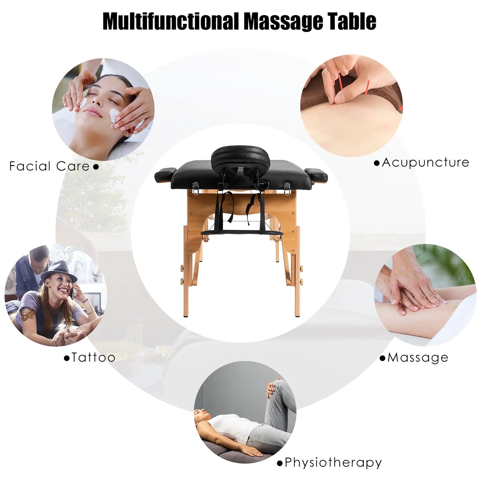 Table de Massage Portable 84L Réglable pour Soins du Visage, Tatouage, avec Housse de Transport