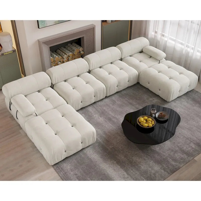 138 Canapé sectionnel modulable convertible, canapés et sofas minimalistes en velours en forme de U