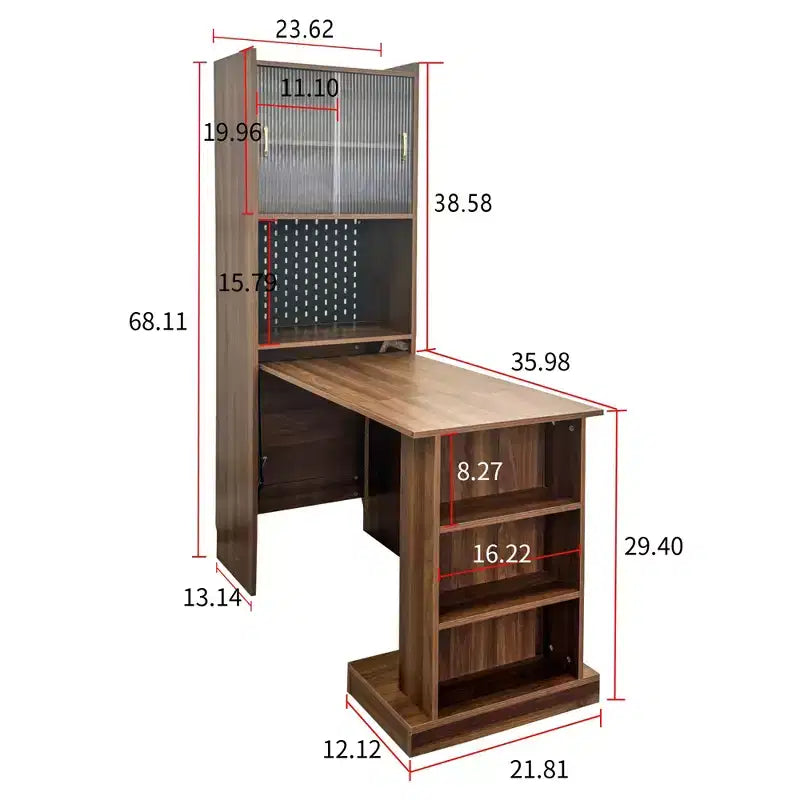 Table d'étude pliante moderne en bois GDFStudio Sinclair 36 avec rangement