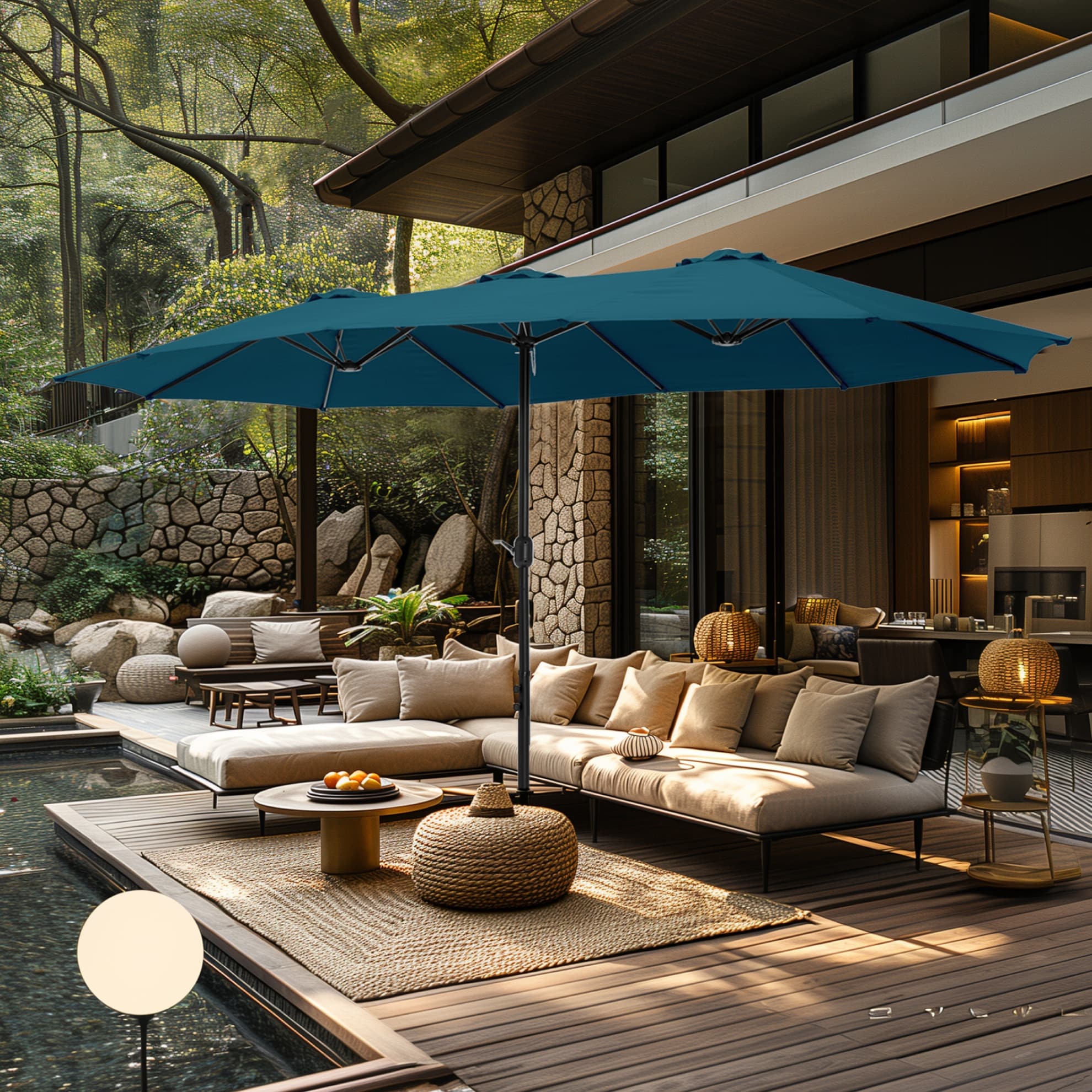 MAISON ARTS Grand Parasol Double Face de 4,5 m avec Base Incluse pour Patio