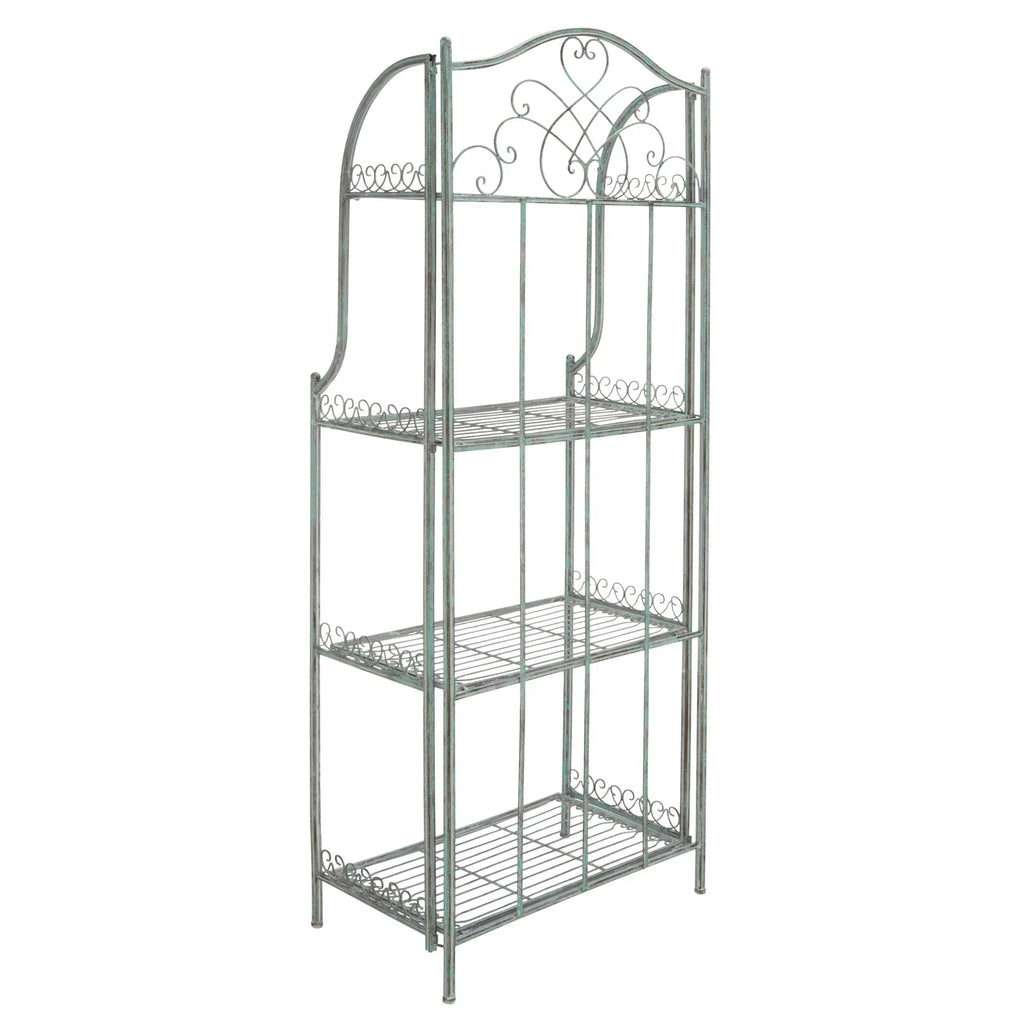 SAFAVIEH Bryn Étagère de boulanger d'extérieur victorienne en fer forgé à 4 niveaux - 63,5 cm l x 38,1 cm P x 160 cm H - 25L x 15P x 63H