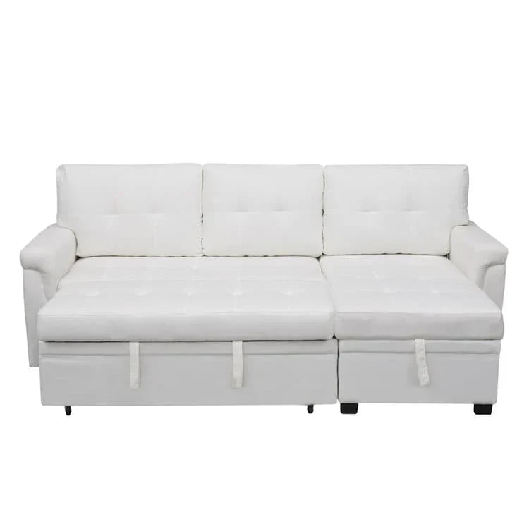 Canapé d'angle réversible convertible avec lit gigogne, méridienne de rangement et pieds durables