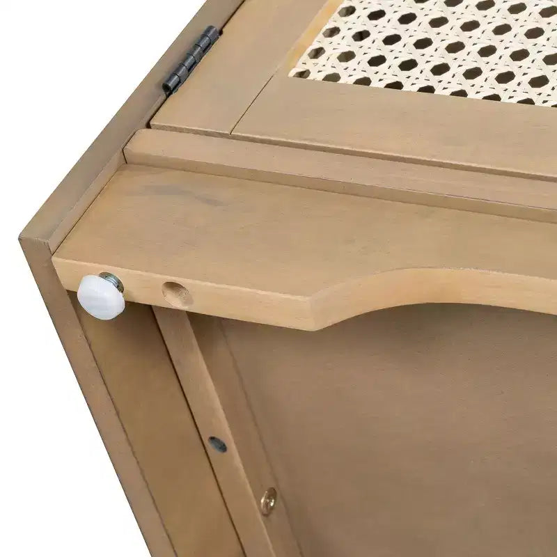 Banc de rangement rustique en bois Whisen, banc à chaussures d'entrée avec coussin amovible, étagères réglables