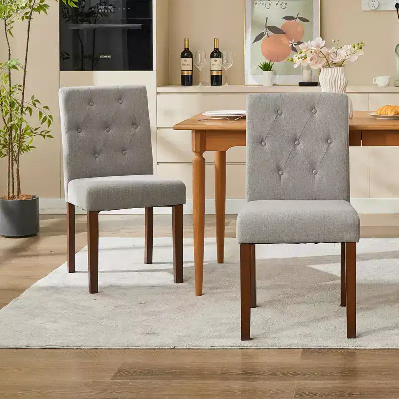 Lot de 6 / 4 chaises de salle à manger Parsons capitonnées - Chaises de cuisine en tissu rembourrées avec pieds en bois et sièges rembourrés - Meubles de salon et de cuisine