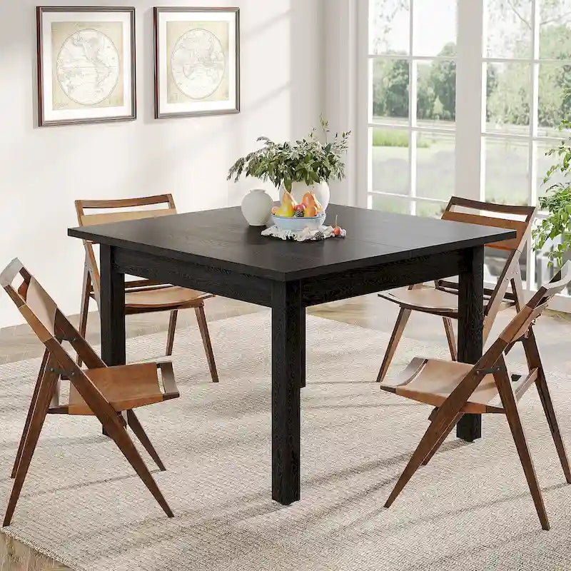 Table à manger carrée de 100 cm pour 2-4 personnes avec pieds en bois massif pour salon et salle à manger