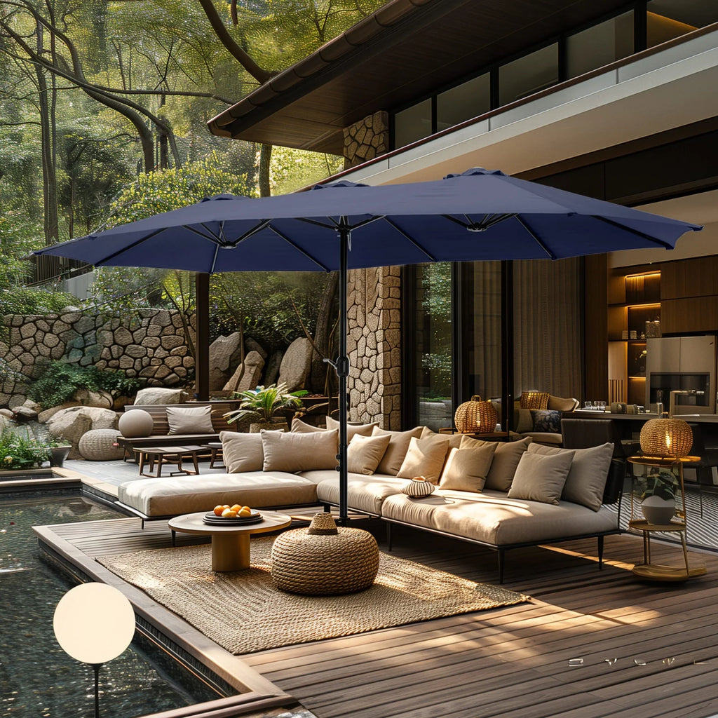 MAISON ARTS Grand Parasol Double Face de 4,5 m avec Base Incluse pour Patio