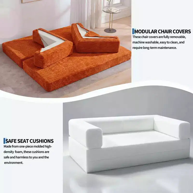 Canapé-Lit Convertible 5-en-1 de 80,7 po – Velours Côtelé, 1200 lb, Aucun Assemblage Requis