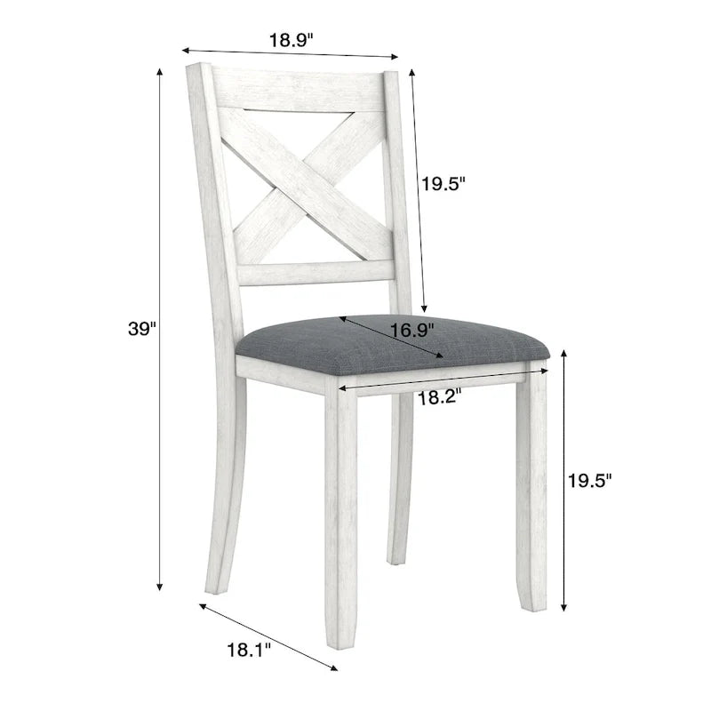 Chaises de salle à manger en bois massif VECELO avec assise en tissu de lin, ensemble de 2/4/6 chaises de salle à manger