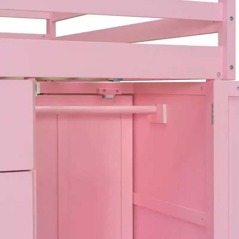 Lit superposé double sur double avec armoire de rangement et tiroirs, lit superposé double en bois peu encombrant avec garde-corps pour appartement, chambre à coucher
