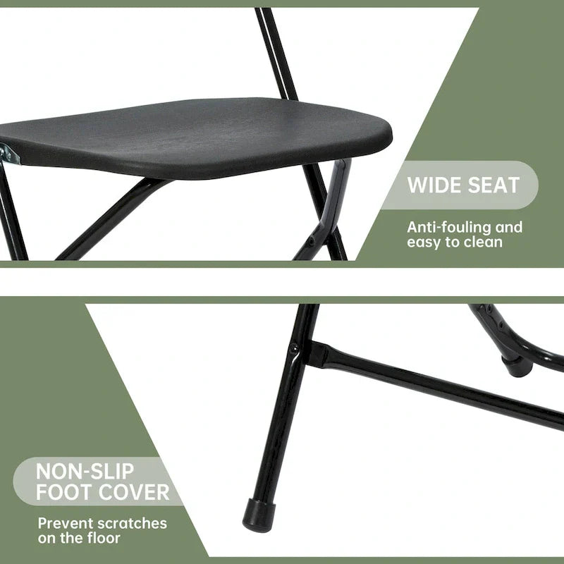 Chaise pliante en plastique, lot de 10, capacité de 158 kg pour événements, bureau, mariage, fête, pique-nique, cuisine, salle à manger