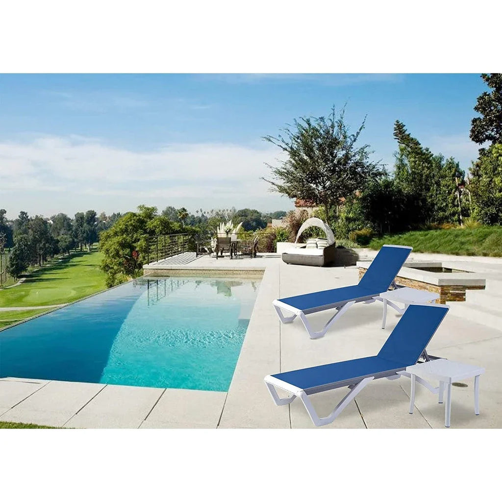 Kozyard Alan Chaise longue de patio inclinable et réglable, entièrement plate, en aluminium et résine de polypropylène