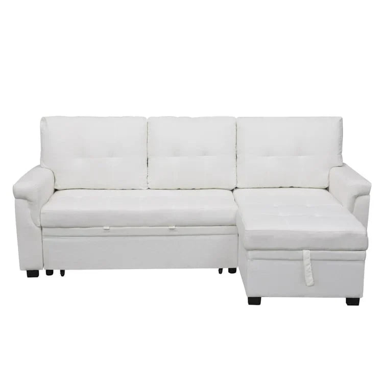 Canapé d'angle réversible convertible avec lit gigogne, méridienne de rangement et pieds durables