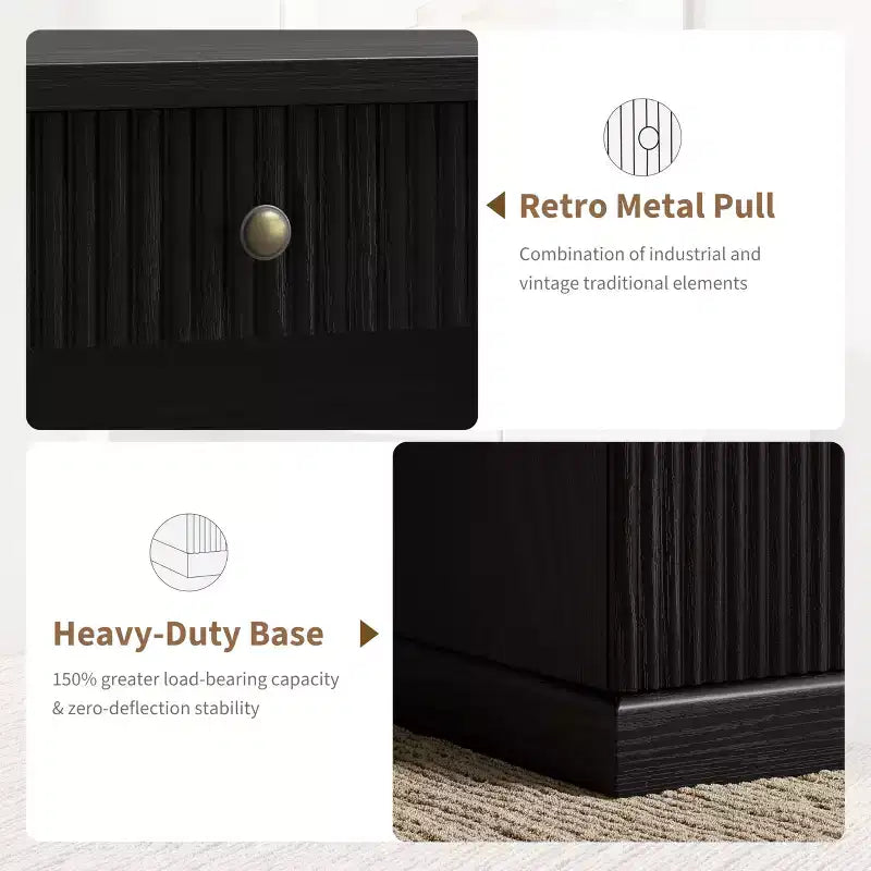 Meuble de rangement de bureau cannelé, bureau de direction moderne de 54 po avec station de recharge, bureau d'ordinateur en bois avec tiroirs classeurs pour bureau d'étude