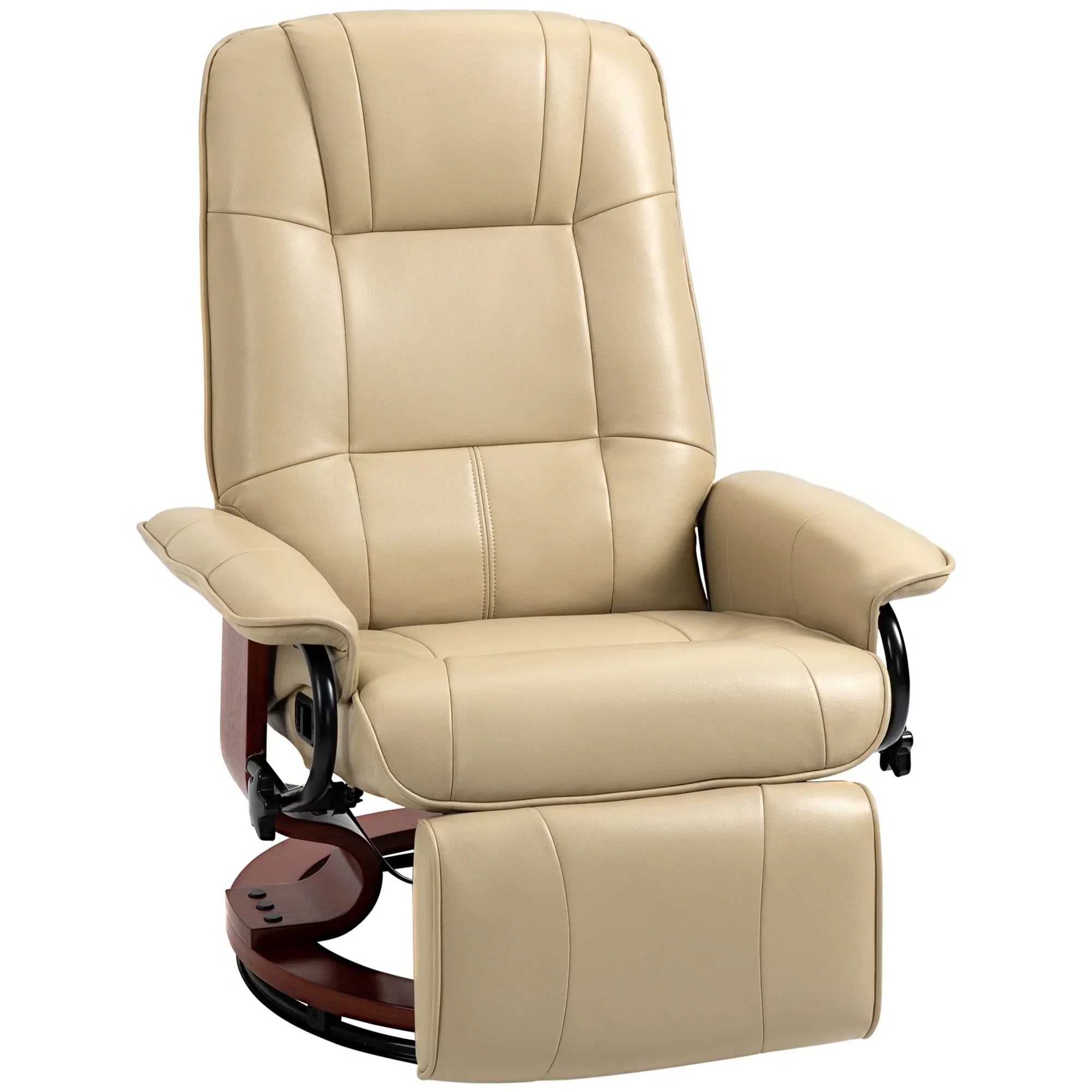 Fauteuil inclinable manuel pivotant en similicuir HomCom avec repose-pieds confortable et relaxant