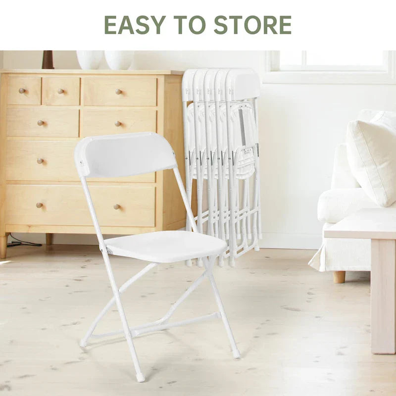 Chaise pliante en plastique, lot de 10, capacité de 158 kg pour événements, bureau, mariage, fête, pique-nique, cuisine, salle à manger