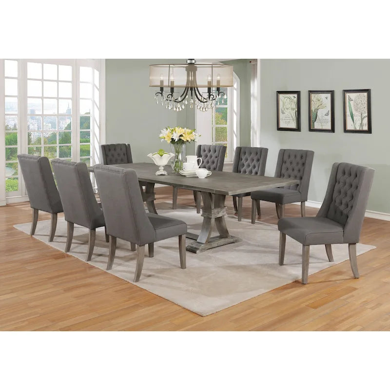 Ensemble de salle à manger extensible gris rustique 9 pièces Best Quality Furniture