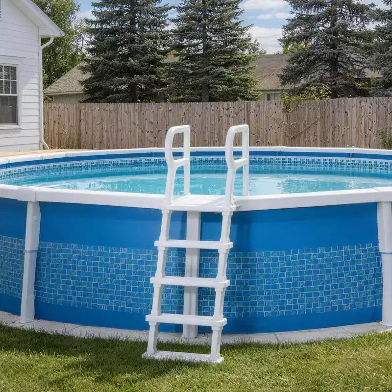Échelle de piscine robuste à 5 marches avec double main courante Marches antidérapantes en PE résistant Capacité de 180 kg Convient aux piscines enterrées et hors sol de 122 à 137 cm