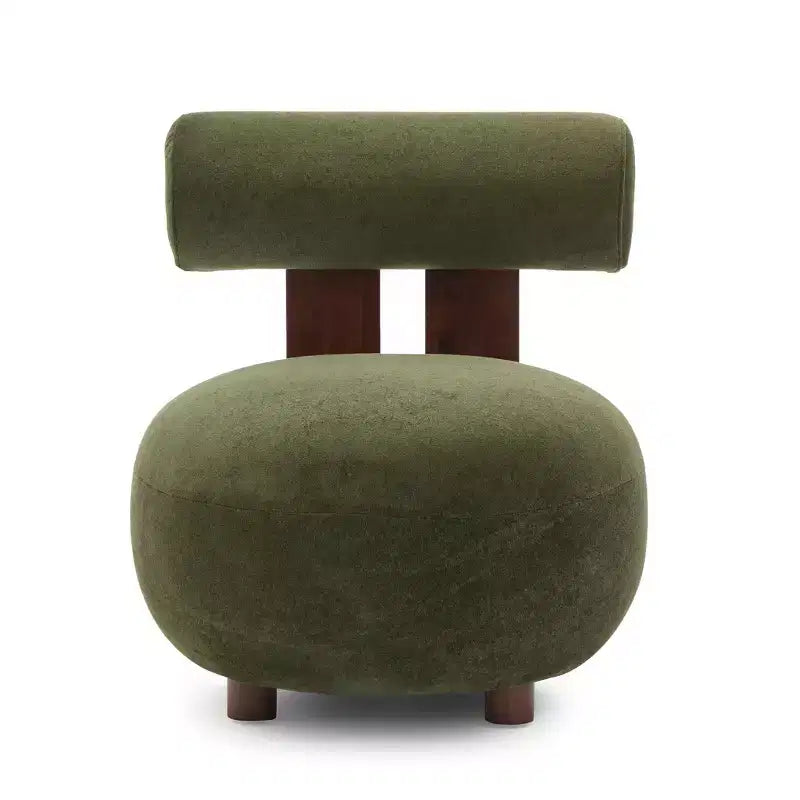 Christopher Knight Home Chariya, fauteuil d'appoint sculptural moderne en velours et bois d'hévéa, avec dossier cylindrique