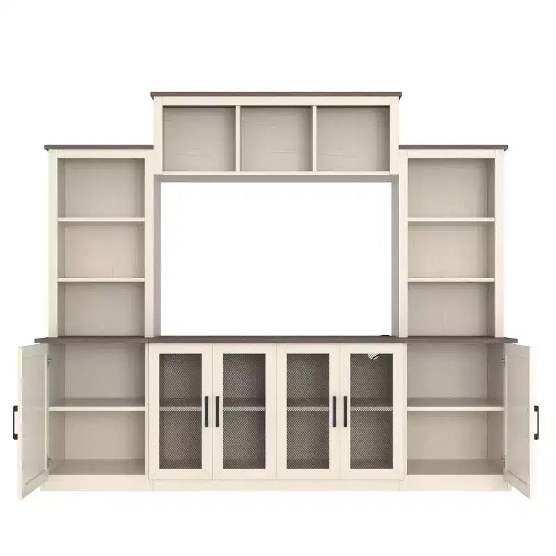 Meuble TV Moderne pour Téléviseur de 55 Pouces avec Station de Chargement, Console Multimédia avec Grands Placards de Rangement, Meuble TV pour Salon-Panipeachy