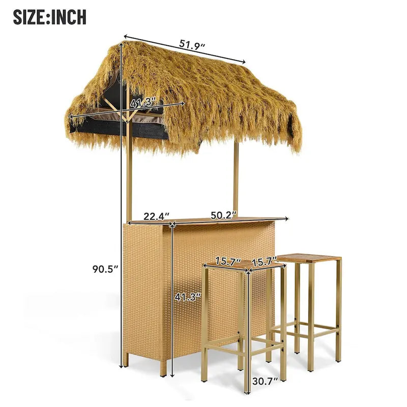 Ensemble de bar de patio style hawaïen