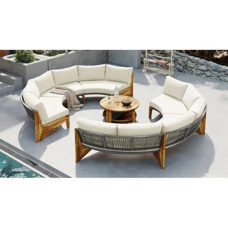 Ensemble de jardin 6 places avec coussins et 1 table basse