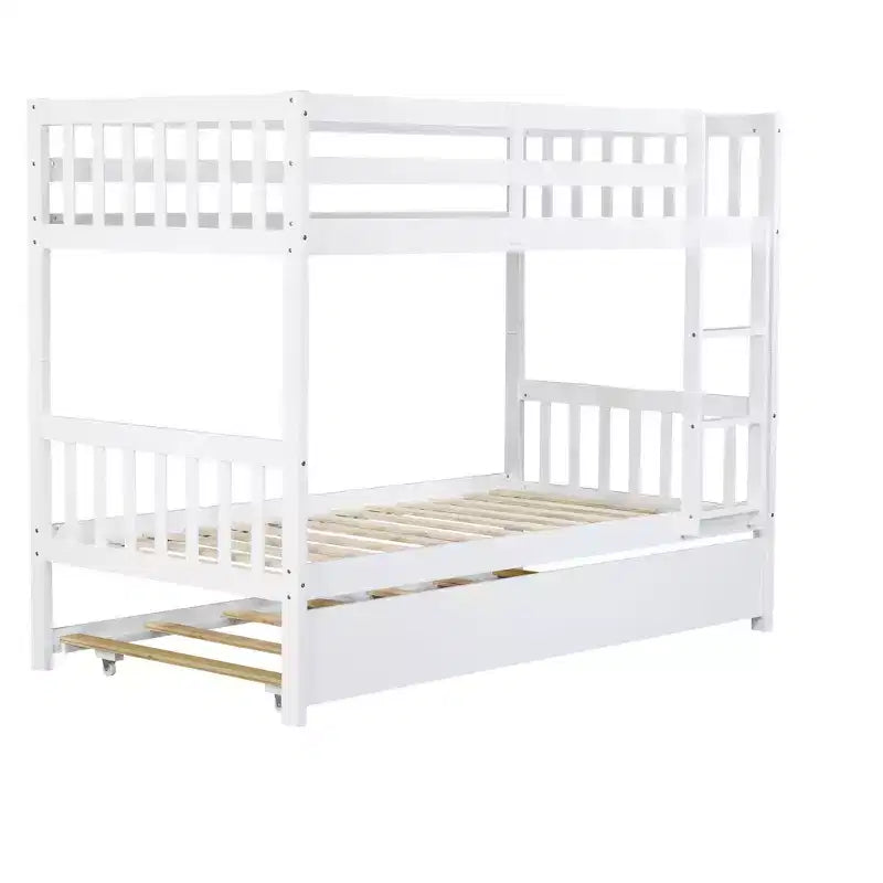 Lit superposé moderne en bois, double sur double avec lit gigogne, convertible en 2 lits