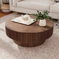 Table basse/de salon ronde moderne plaquée en bois massif avec rangement