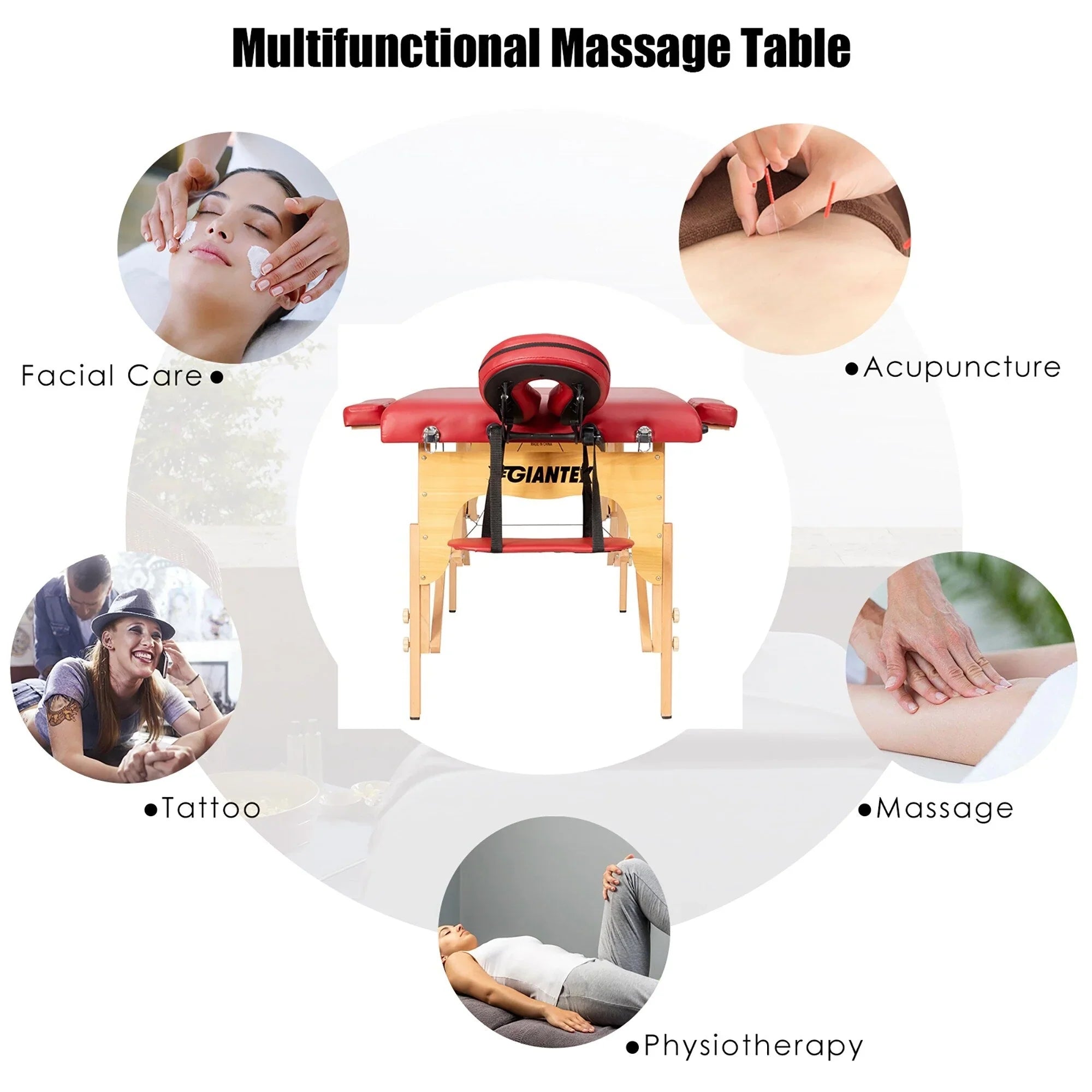 Table de Massage Portable 84L Réglable pour Soins du Visage, Tatouage, avec Housse de Transport