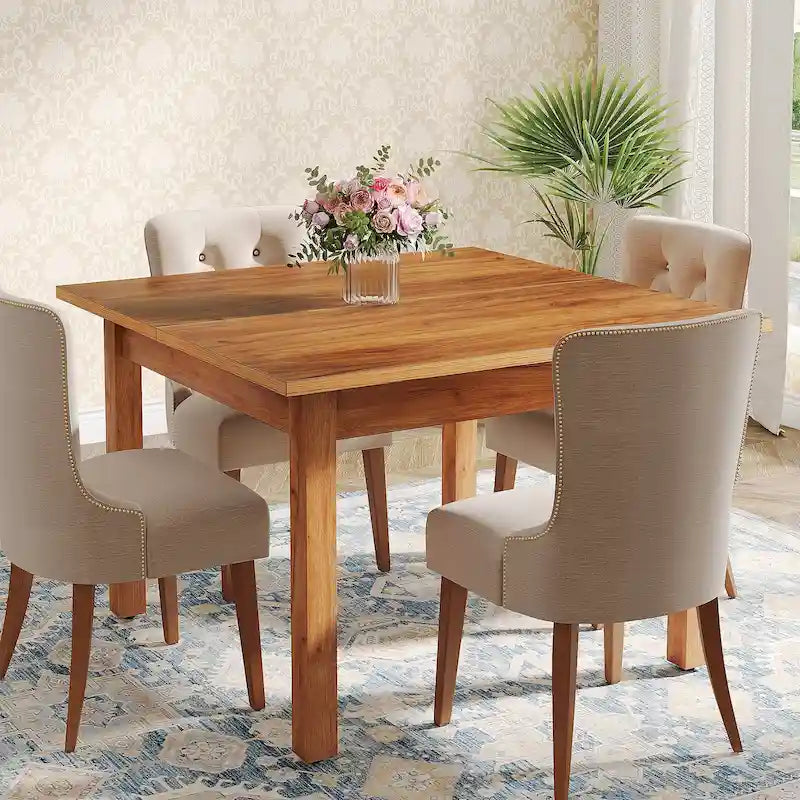 Table à manger carrée de 100 cm pour 2-4 personnes avec pieds en bois massif pour salon et salle à manger